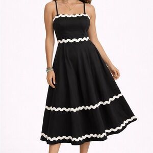 Sim & Sam Chic Black and White Midi Dress